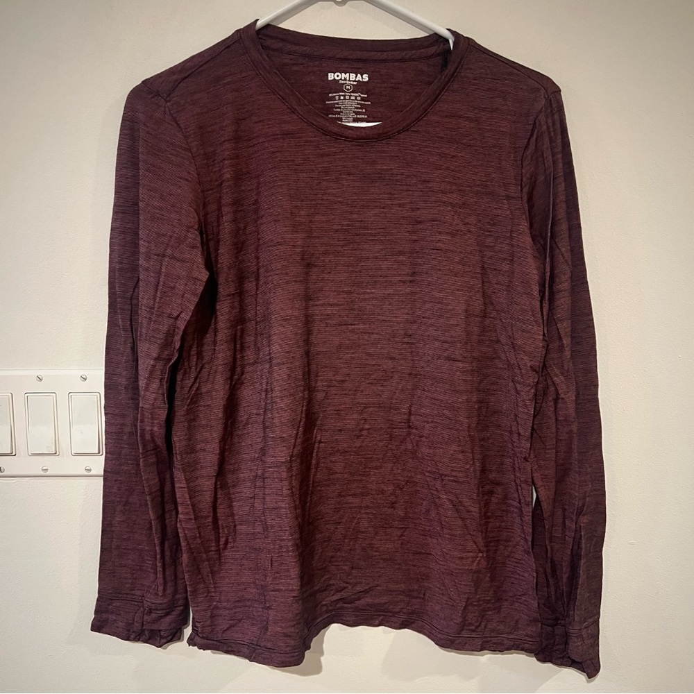 Bombas Purple Long Sleeve Shirt Women’s Medium M Top 50 % Merino Wool Crew Neck